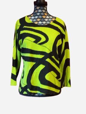 Green and black Peter Nygard beaded and sequin sweater